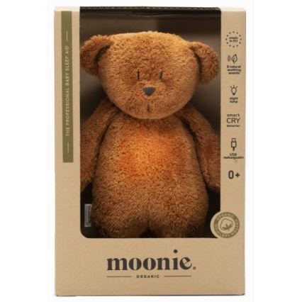 Moonie - Kuscheltier mit Melodie und Licht Teddybär Bio karamell Natur