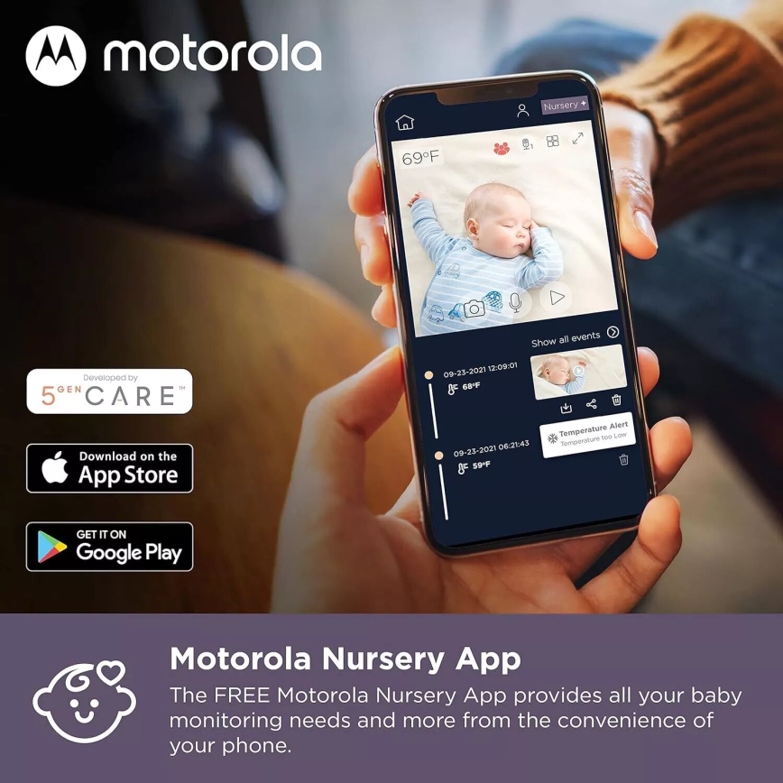 Motorola VM65X - Aufladbares Smart-Babyfon mit Kamera Wi-Fi