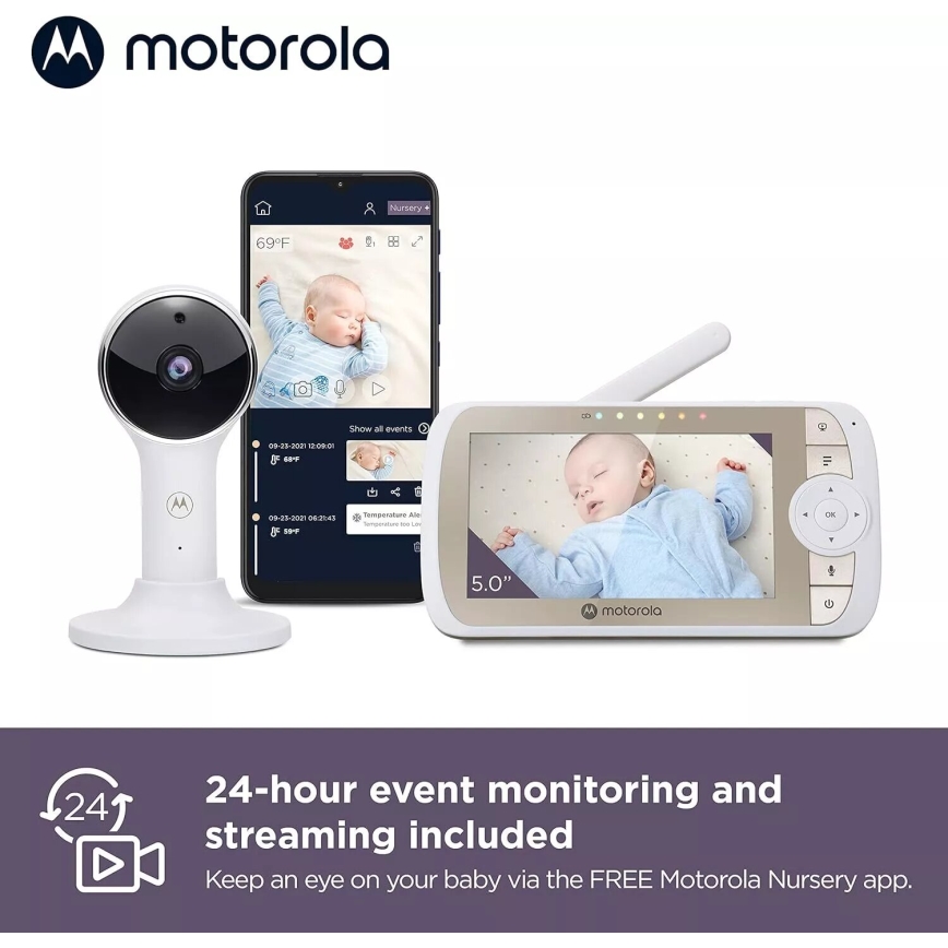 Motorola VM65X - Aufladbares Smart-Babyfon mit Kamera Wi-Fi