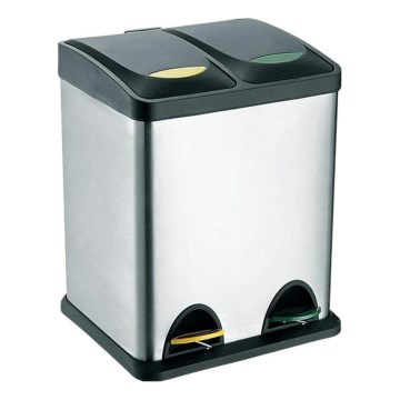 Mülleimer für getrennte Abfälle 16 l schwarz/Edelstahl