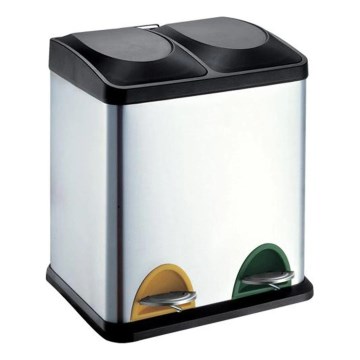 Mülleimer für getrennte Abfälle 30 l schwarz/Edelstahl