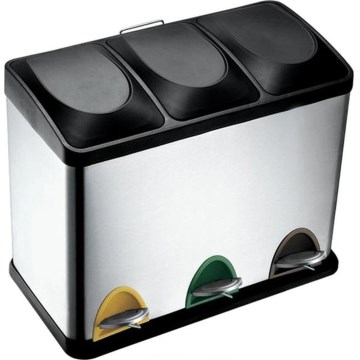 Mülleimer für Recycling 24 l, schwarz/Edelstahl