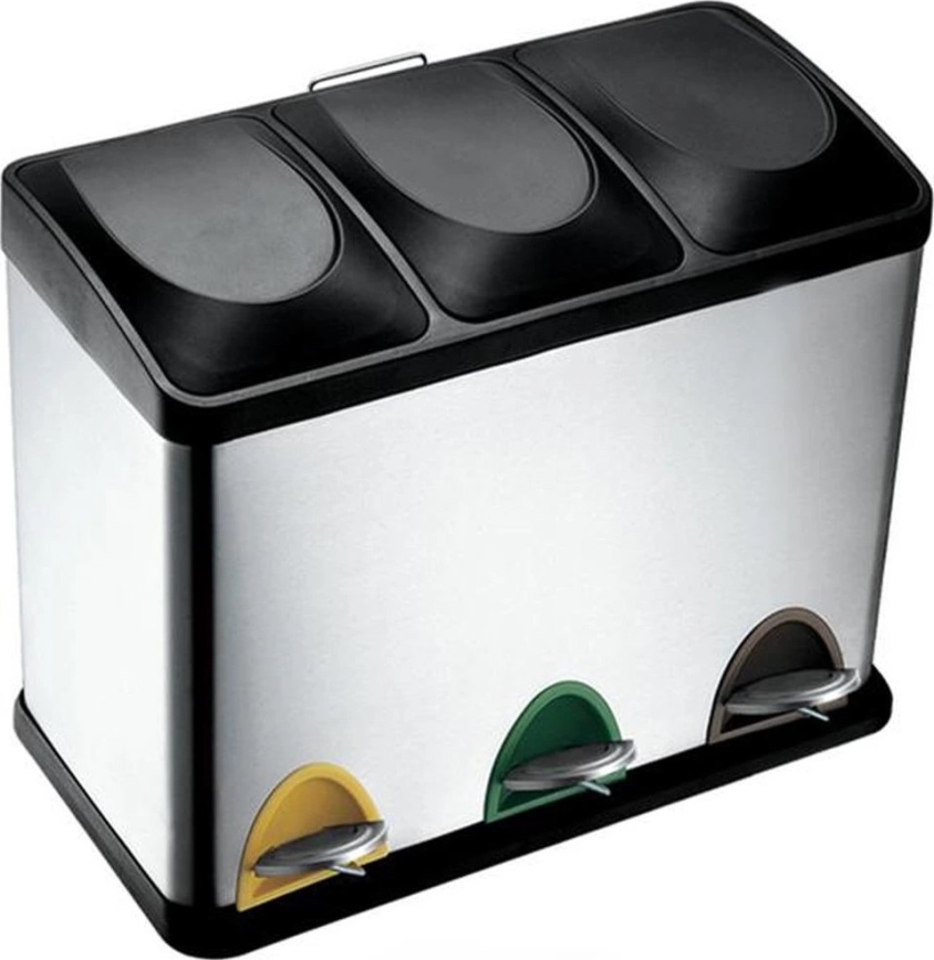 Mülleimer für Recycling 24 l, schwarz/Edelstahl