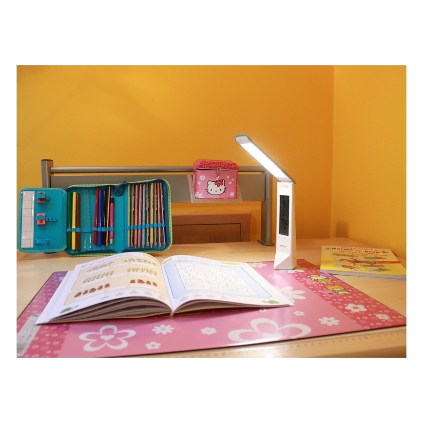 LED multifunktionale Tischlampe DAISY LED/1,6W/USB rosa-weiss