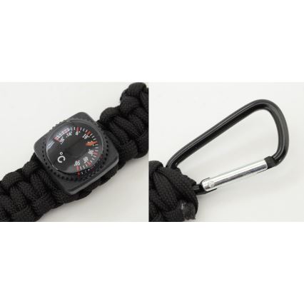 Multifunktionaler Anhänger am Karabiner mit Thermometer schwarz
