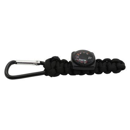 Multifunktionaler Anhänger am Karabiner mit Thermometer schwarz