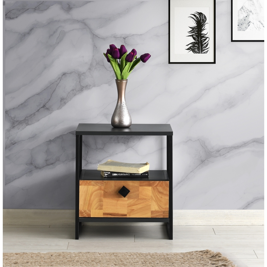 Nachttisch ALTUNIZADE 50x45 cm schwarz/braun