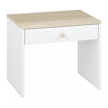 Nachttisch BUBO 58x69 cm Weiß/helles Buchenholz