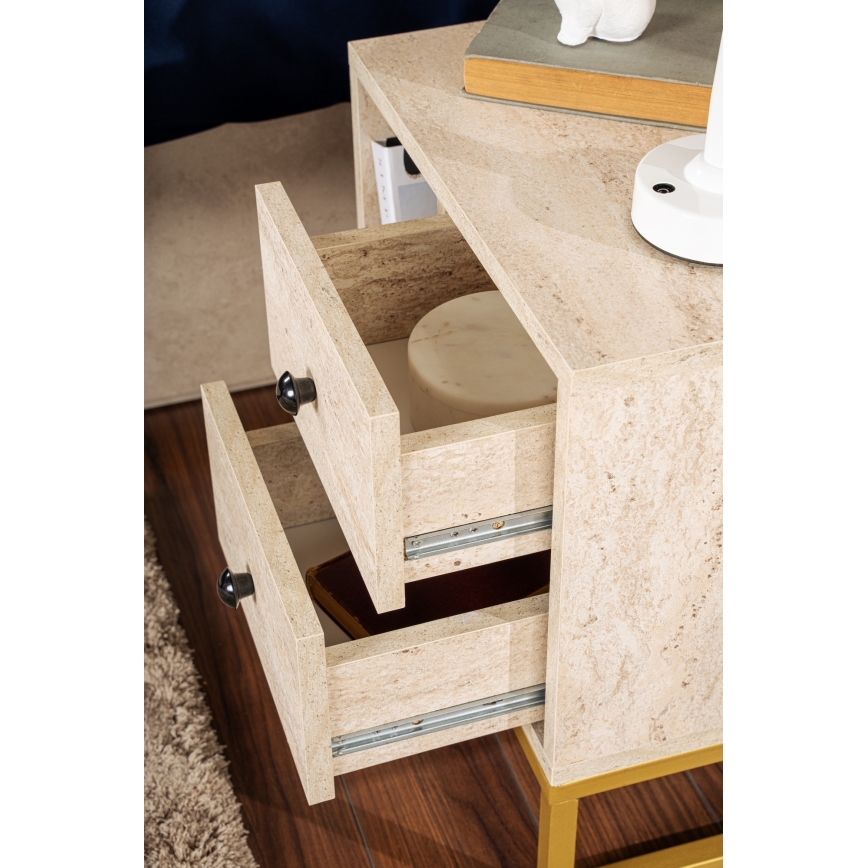 Nachttisch GLIMMER 50x45,2 cm beige/golden