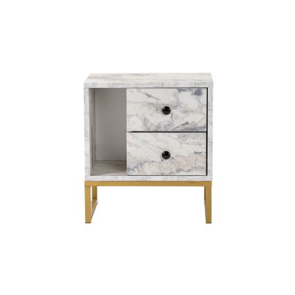 Nachttisch GLIMMER 50x45,2 cm Marmordekor/golden