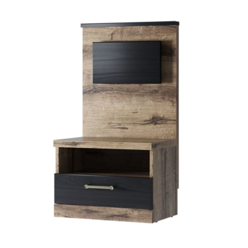 Nachttisch mit LED-Hintergrundbeleuchtung LANDU 92,5x50 cm braun/schwarz