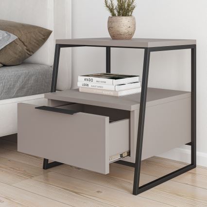 Nachttisch ORI schwarz/taupe