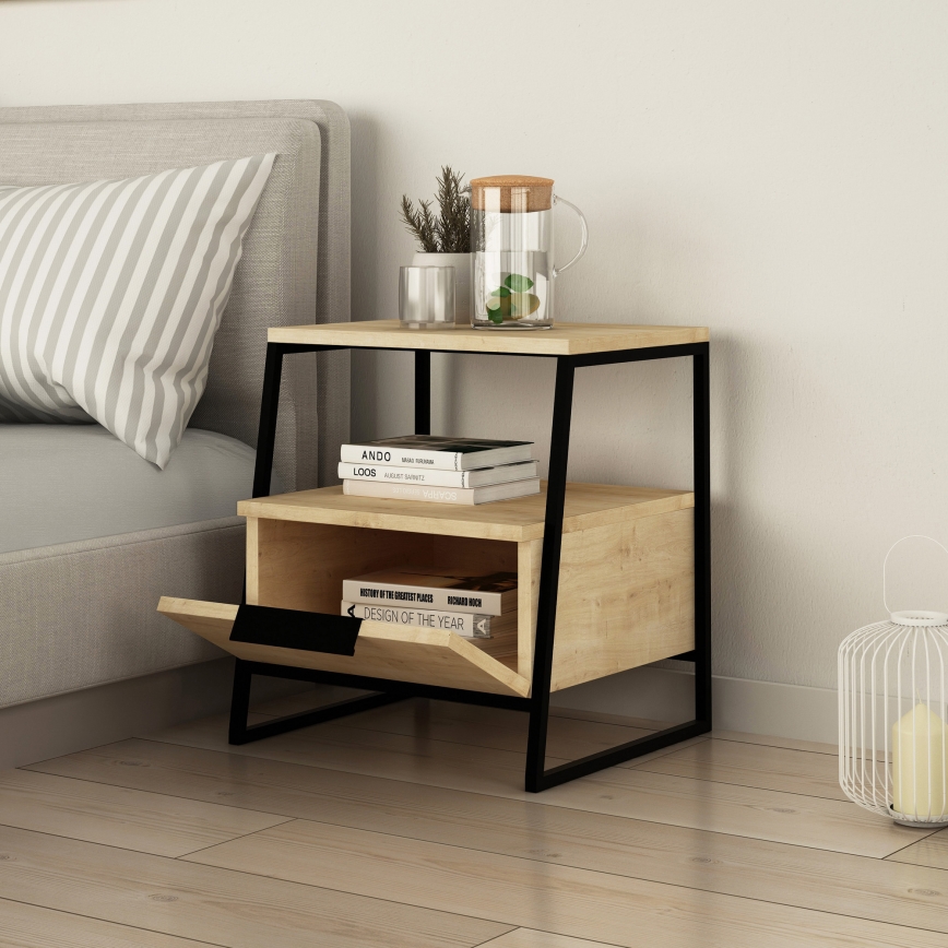 Nachttisch PAL 50x45 cm beige/schwarz