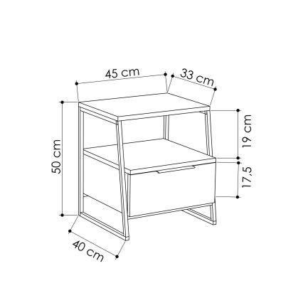 Nachttisch PAL 50x45 cm schwarz/grau