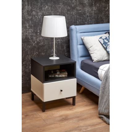 Nachttisch SILVIA 52x40 cm schwarz/weiß