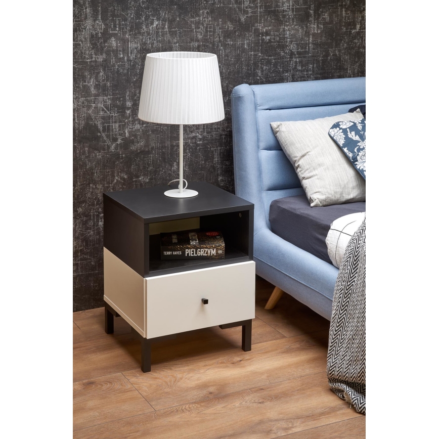 Nachttisch SILVIA 52x40 cm schwarz/weiß