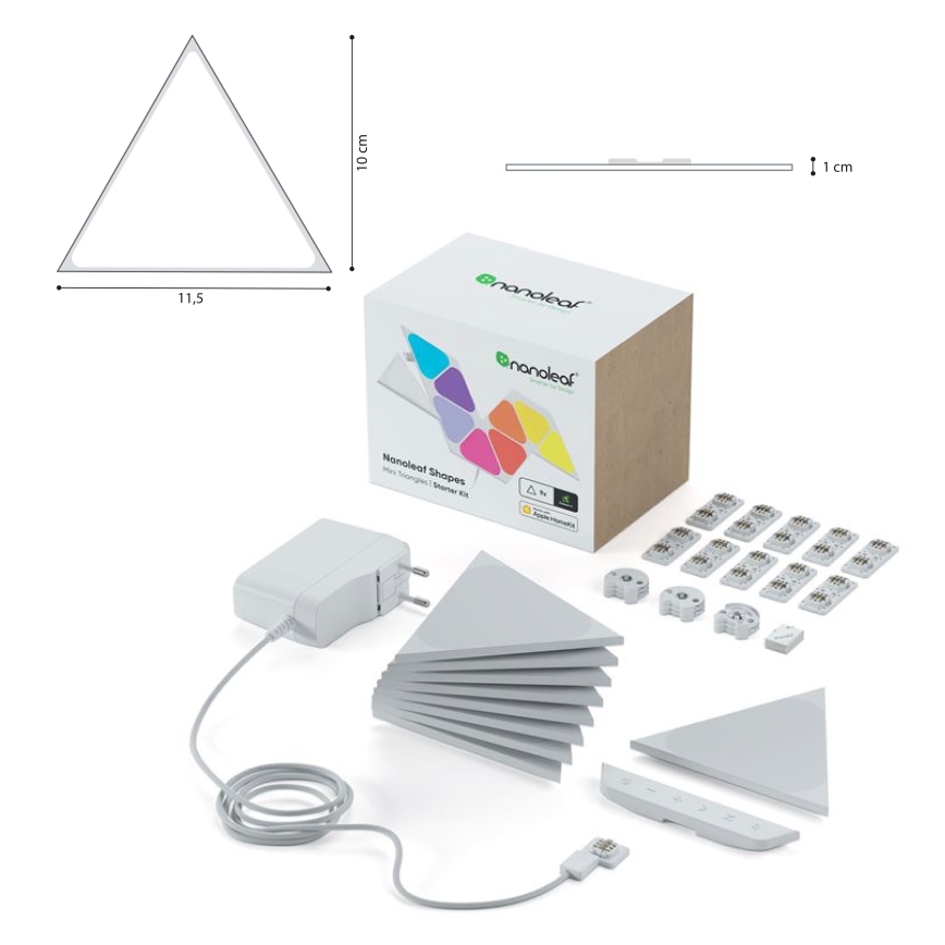 Nanoleaf – SET 9x Dimmbares LED-RGBW-Panel TRIANGLES LED/0,54W/230V 1200-6500K Wi-Fi