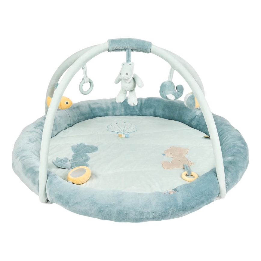 Nattou - Kinderdecke zum Spielen mit Trapez ROMEO, JULES & SALLY blau