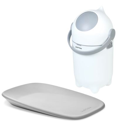 Nattou - Windeleimer und Wickelauflage SOFTY 50x70 cm weiß/grau