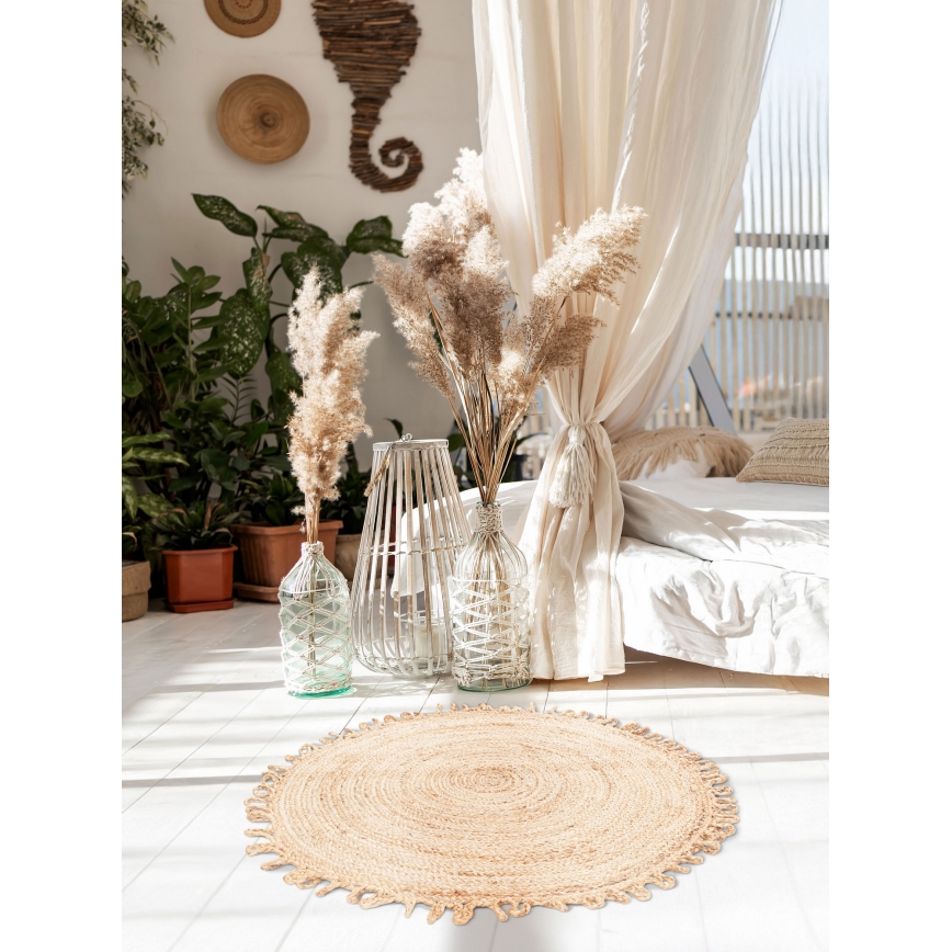 Natürlicher runder Teppich JUTA 100 cm beige