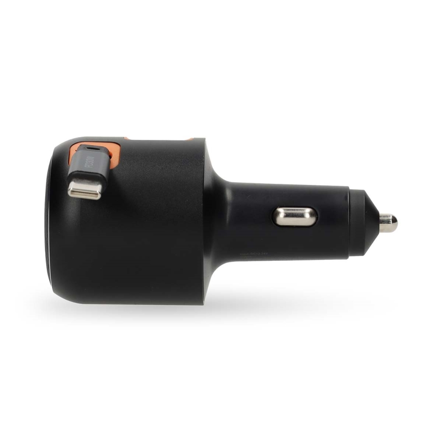 KFZ-Ladegerät mit einziehbarem Kabel Power Delivery 30W 2xUSB-C + 1xUSB-A