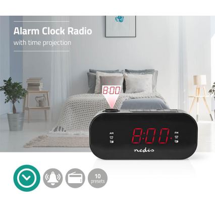 Radiowecker mit LED-Anzeige und Projektor 230V