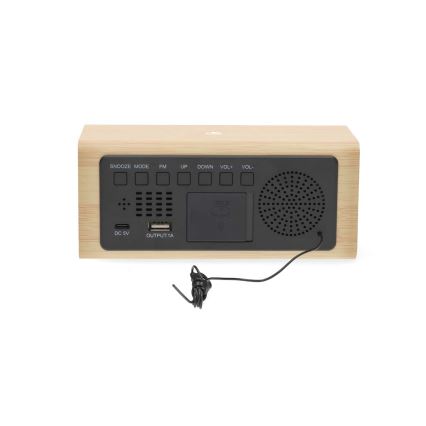 Digitaler Wecker mit LED-Display und Thermometer, 5V/1xCR2032, aus Holz
