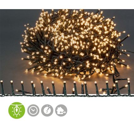 Outdoor-LED-Weihnachtslichterkette 1200xLED / 7 Funktionen 27m IP44 warmweiß