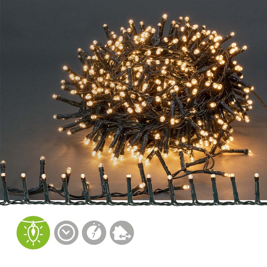 LED-Außen-Lichterkette, 560 LEDs, 7 Funktionen, 14 m, IP44, warmweiß