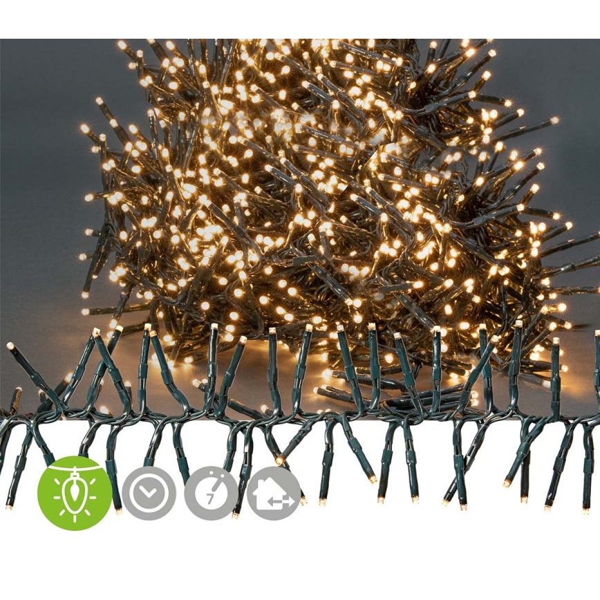 Nedis CLCS1512 – LED-Outdoor-Weihnachtslichterkette 1512xLED / 7 Funktionen  14m IP44 warmweiß | Bele