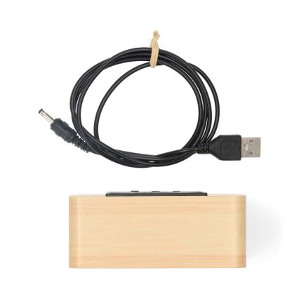 Digitaler Wecker mit LED-Display und Thermometer, 5V/3xAAA, aus Holz