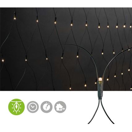 LED-Außen-Lichtervorhang, 160 LEDs, 7 Funktionen, 5 m, IP44, warmweiß