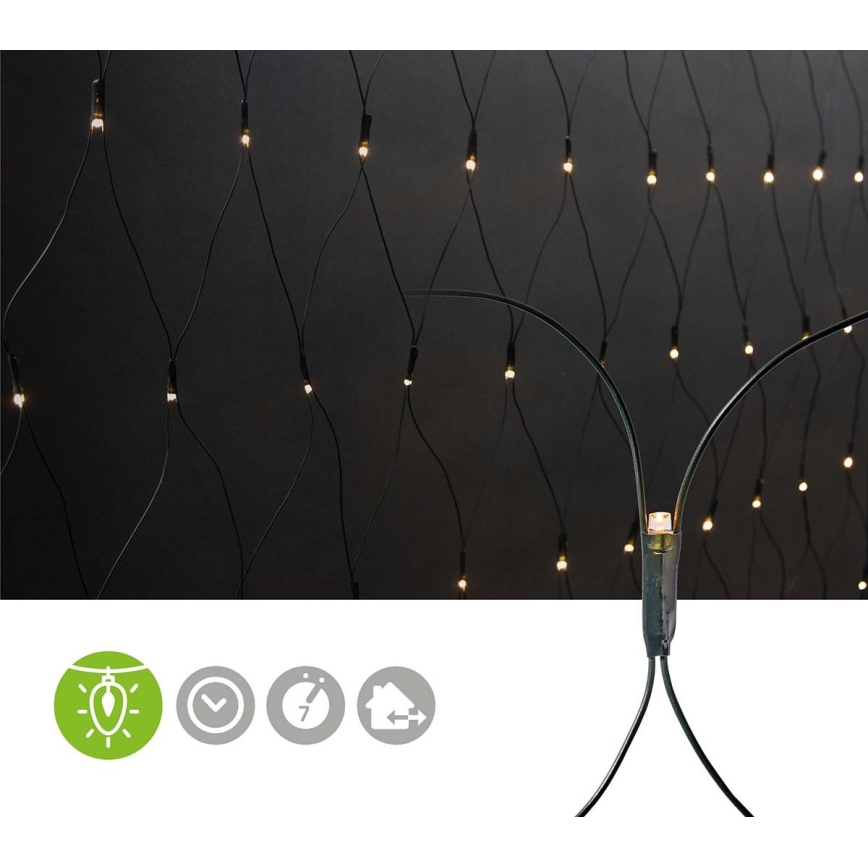 LED-Außen-Lichtervorhang, 160 LEDs, 7 Funktionen, 5 m, IP44, warmweiß