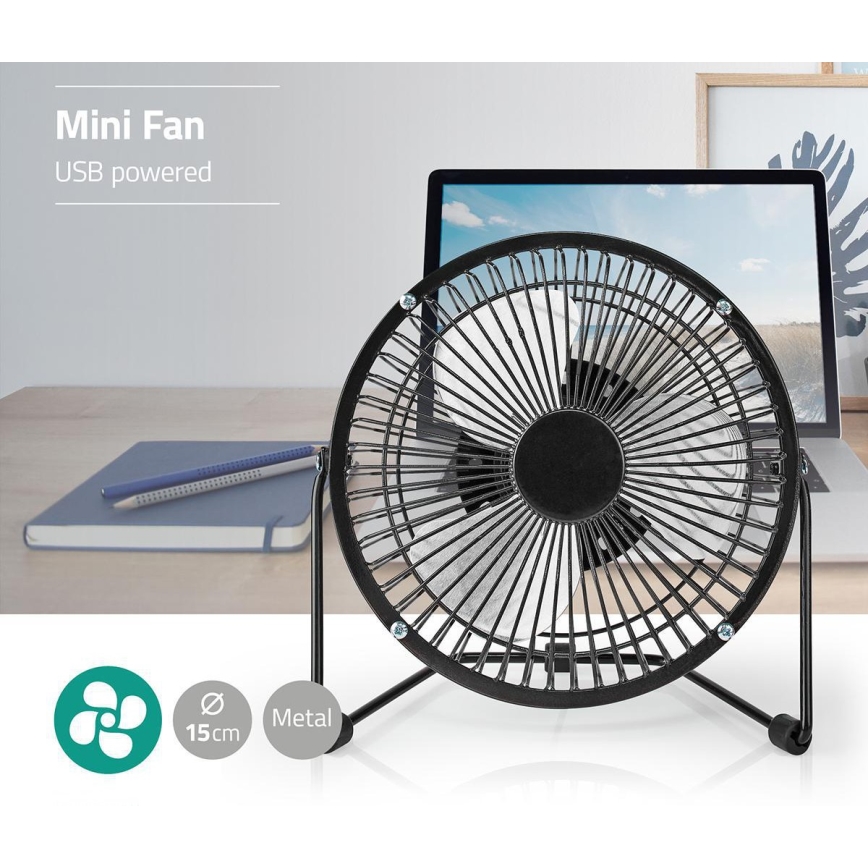 Tischventilator 3W/USB 15 cm schwarz