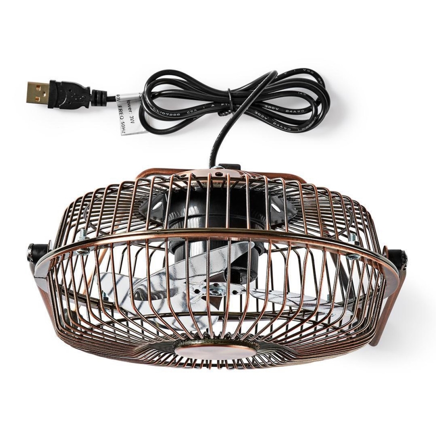 Tischventilator 3W/USB 15 cm Kupfer