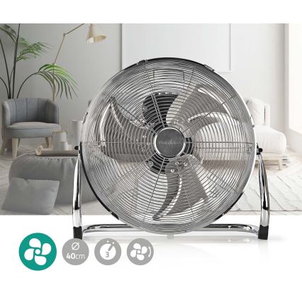 Bodenventilator 80W/230V glänzendes Chrom