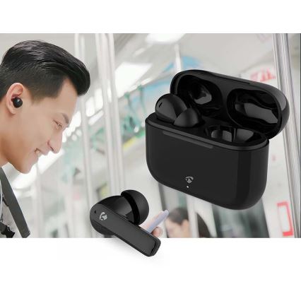 Kabellose Kopfhörer mit ENC, 450 mAh + 2x 40 mAh, IPX4, schwarz