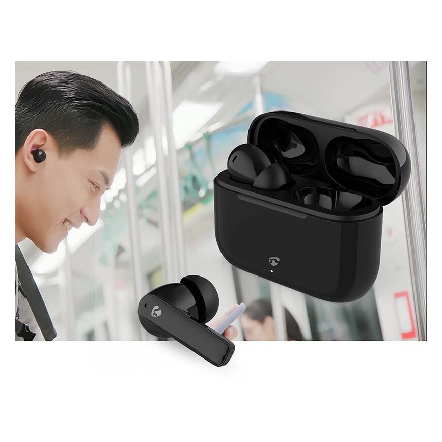 Kabellose Kopfhörer mit ENC, 450 mAh + 2x 40 mAh, IPX4, schwarz