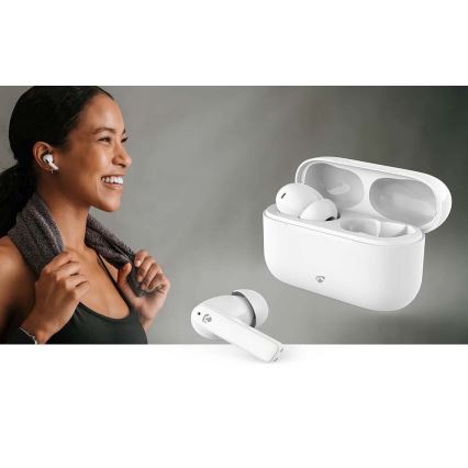 Kabellose Kopfhörer mit ENC, 450 mAh + 2x 40 mAh, IPX4, weiß
