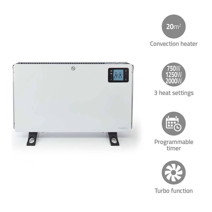 Elektrischer Direktheizer/Konvektor 750/1250/2000 W / 230 V, Wi-Fi Tuya + Fernbedienung