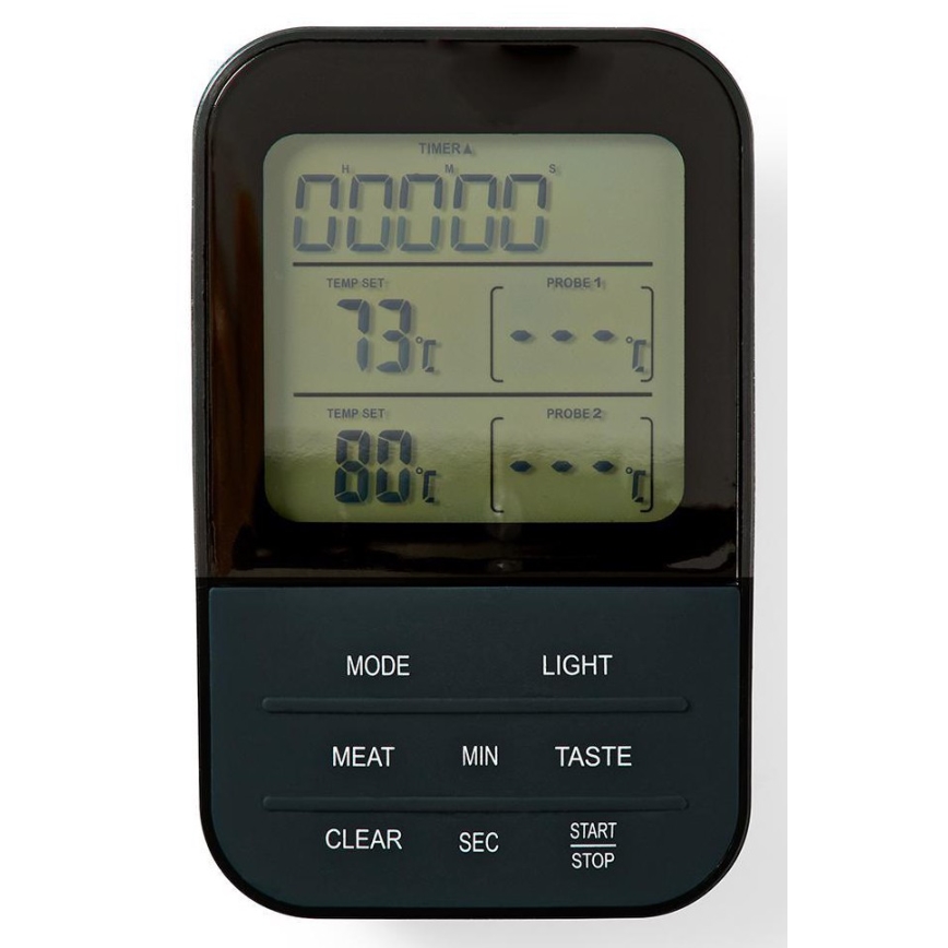 Kabelloses Fleischthermometer mit LCD-Anzeige und Zeitschaltuhr 0-250 °C