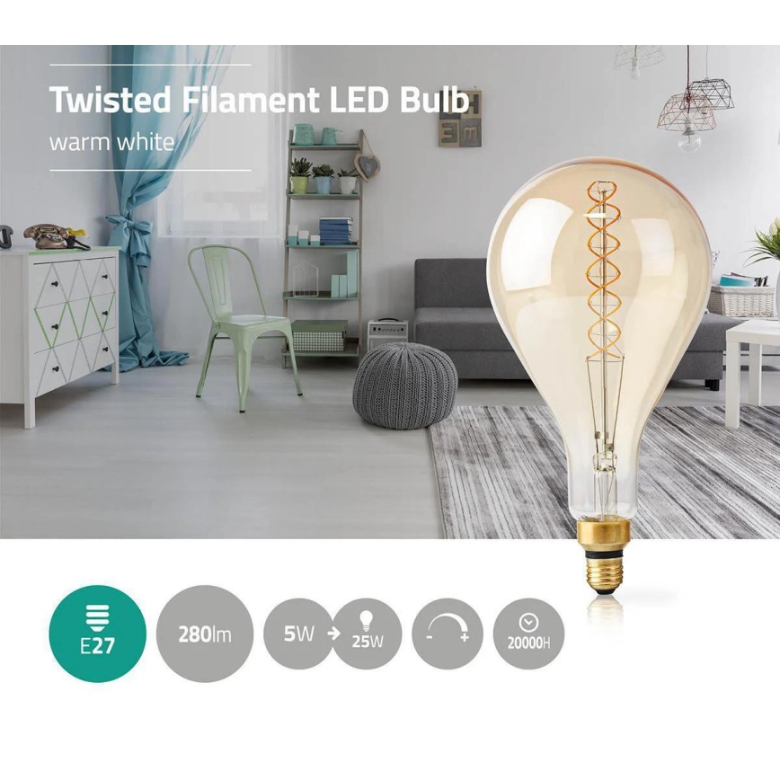 Dimmbare LED-Glühbirne FILAMENT A160 E27/5W/230V 2000K