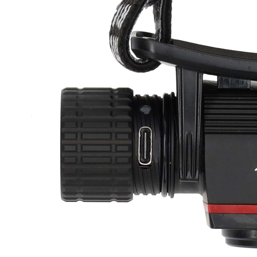 LED-dimmbare, wiederaufladbare Stirnlampe aus Aluminium LED/10W/5V 2200 mAh IPX8 schwarz