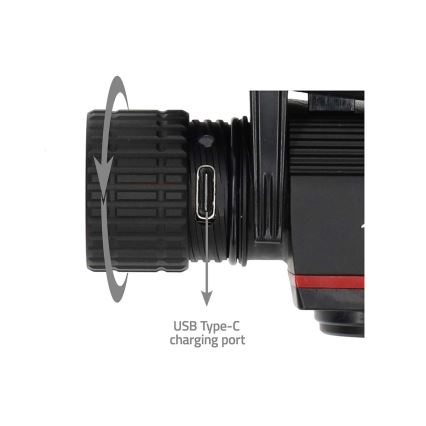 LED-dimmbare, wiederaufladbare Stirnlampe aus Aluminium LED/10W/5V 2200 mAh IPX8 schwarz