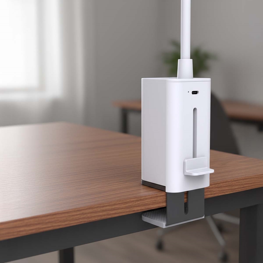 Dimmbare, wiederaufladbare Touch-LED-Tischlampe mit Clip, flexibel, LED/5W/1200 mAh, weiß
