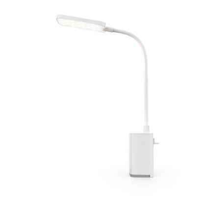 Dimmbare, wiederaufladbare Touch-LED-Tischlampe mit Clip, flexibel, LED/5W/1200 mAh, weiß