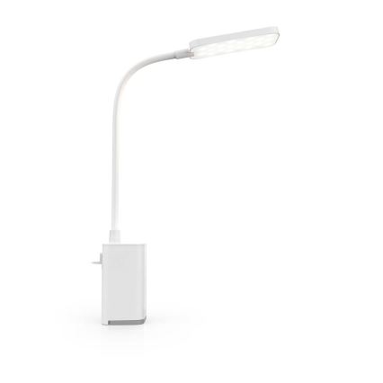 Dimmbare, wiederaufladbare Touch-LED-Tischlampe mit Clip, flexibel, LED/5W/1200 mAh, weiß