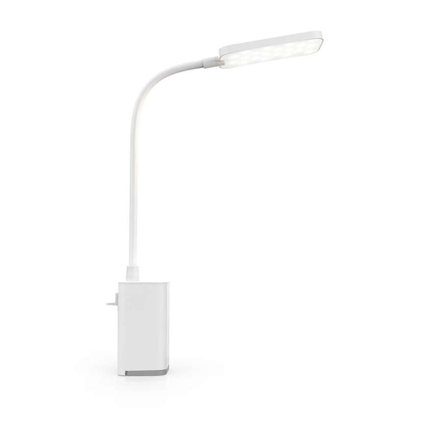 Dimmbare, wiederaufladbare Touch-LED-Tischlampe mit Clip, flexibel, LED/5W/1200 mAh, weiß