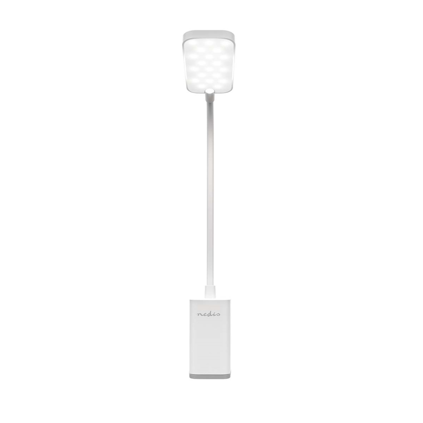 Dimmbare, wiederaufladbare Touch-LED-Tischlampe mit Clip, flexibel, LED/5W/1200 mAh, weiß