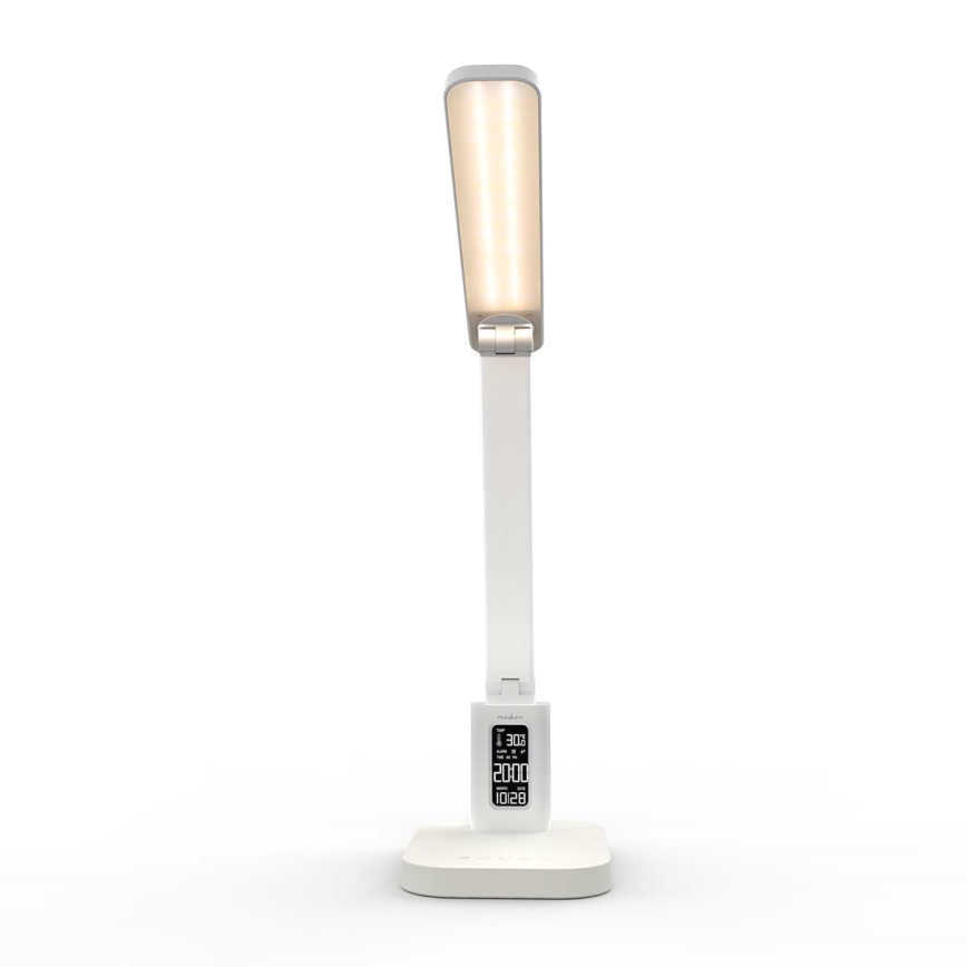 Dimm- und wiederaufladbare Touch-Tischlampe mit Display, LED/7,5W/1200 mAh, 3000/4000/5700K, CRI 90, weiß